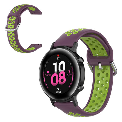 20mm Universal bi-color silicone watch strap - Purple / Fluorescent Green#serie_15