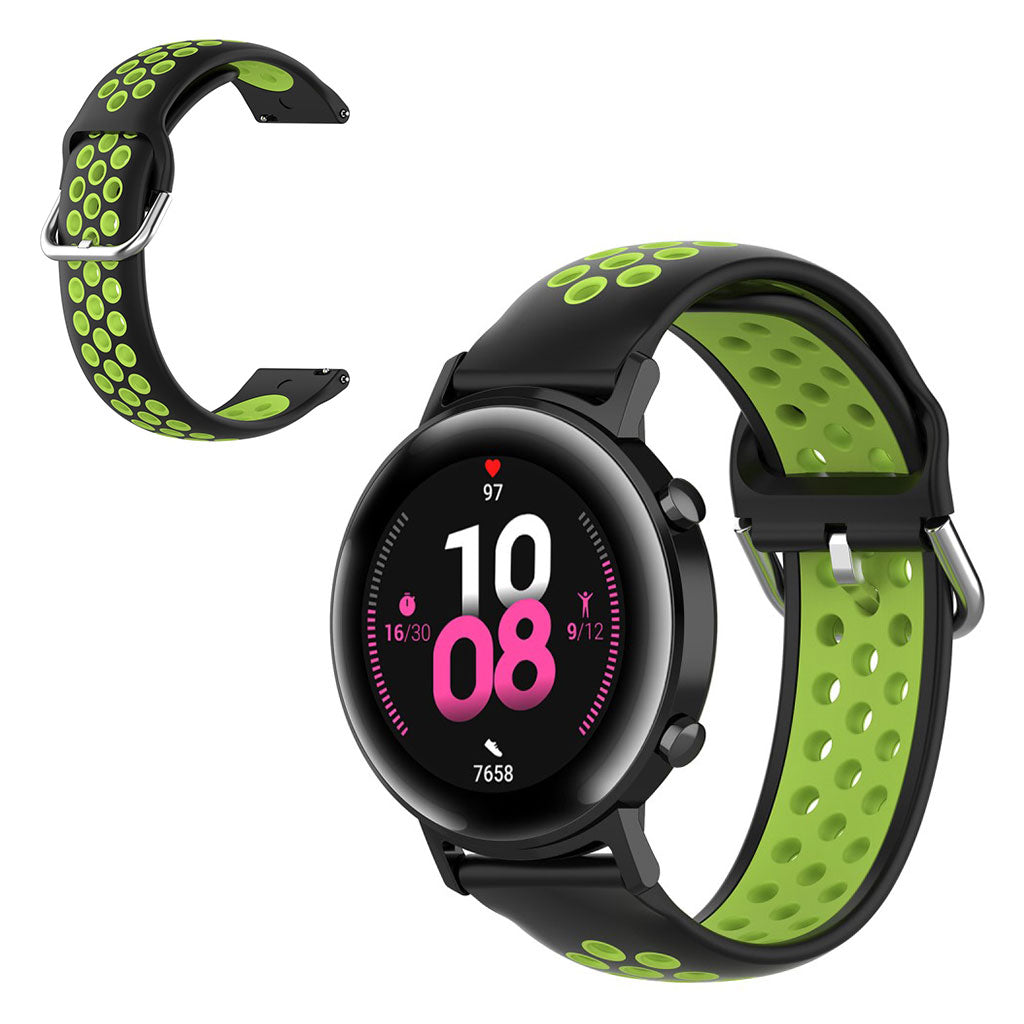 20mm Universal bi-color silicone watch strap - Black / Fluorescent Green#serie_6