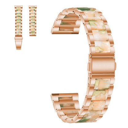 20mm Universal stylish three bead resin stainless steel watch strap - Rose Gold / Pink Green#serie_8