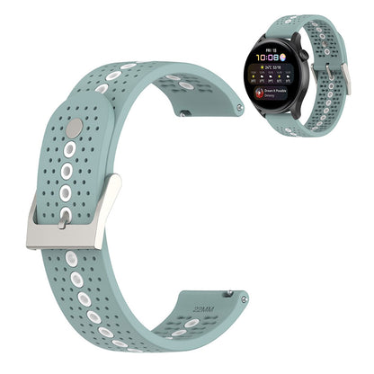 22mm dual color silicone watch strap for Samsung and Huawei watch - Rock Cyan / White#serie_10