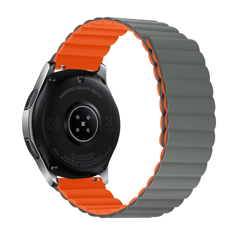 22mm Universal silicone watch strap - Gray / Orange Size: L#serie_10