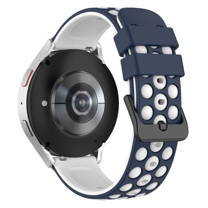 20mm Universal double color and holes design silicone watch strap - Midnight Blue / White#serie_10