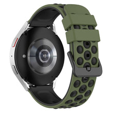 20mm Universal double color and holes design silicone watch strap - Army Green / Black#serie_2