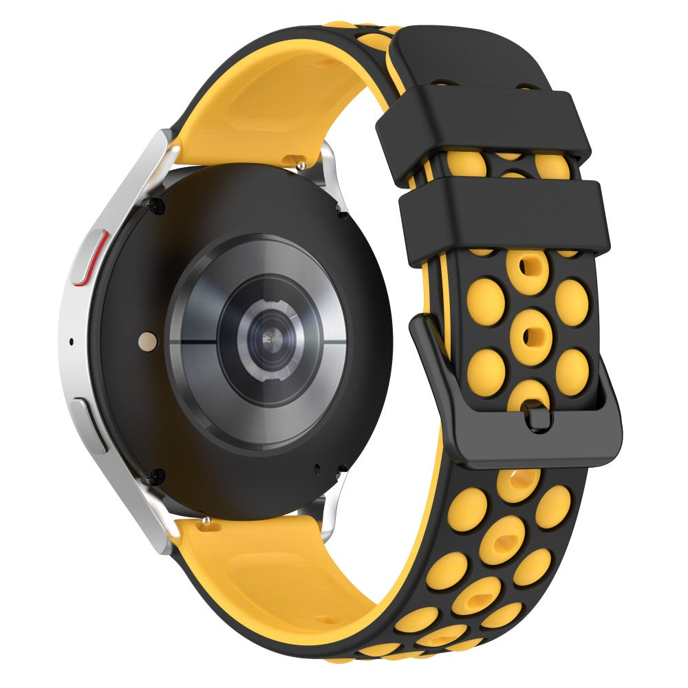20mm Universal double color and holes design silicone watch strap - Black / Yellow#serie_7