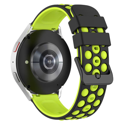 20mm Universal double color and holes design silicone watch strap - Black / Green#serie_8