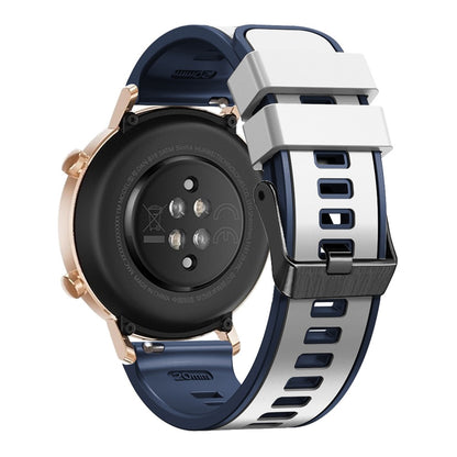 22mm Universal dual color silicone strap - White / Blue#serie_2