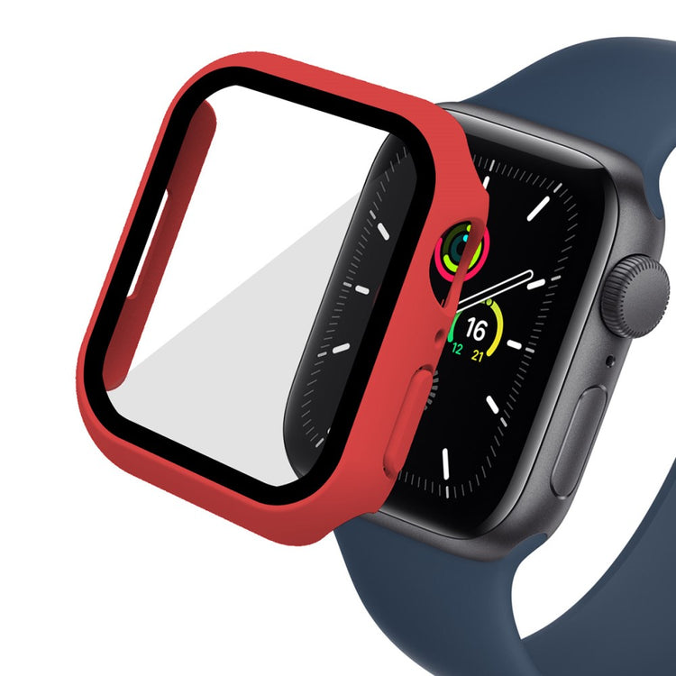 Meget Fed Apple Watch Series 7 41mm Cover med Skærmbeskytter i Plastik og Hærdet Glas - Rød#serie_6