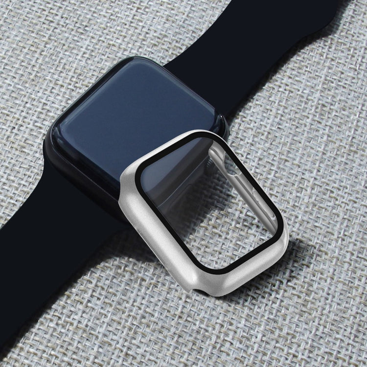 Mega Fint Apple Watch Series 7 41mm Cover med Skærmbeskytter i Plastik og Hærdet Glas - Sølv#serie_12