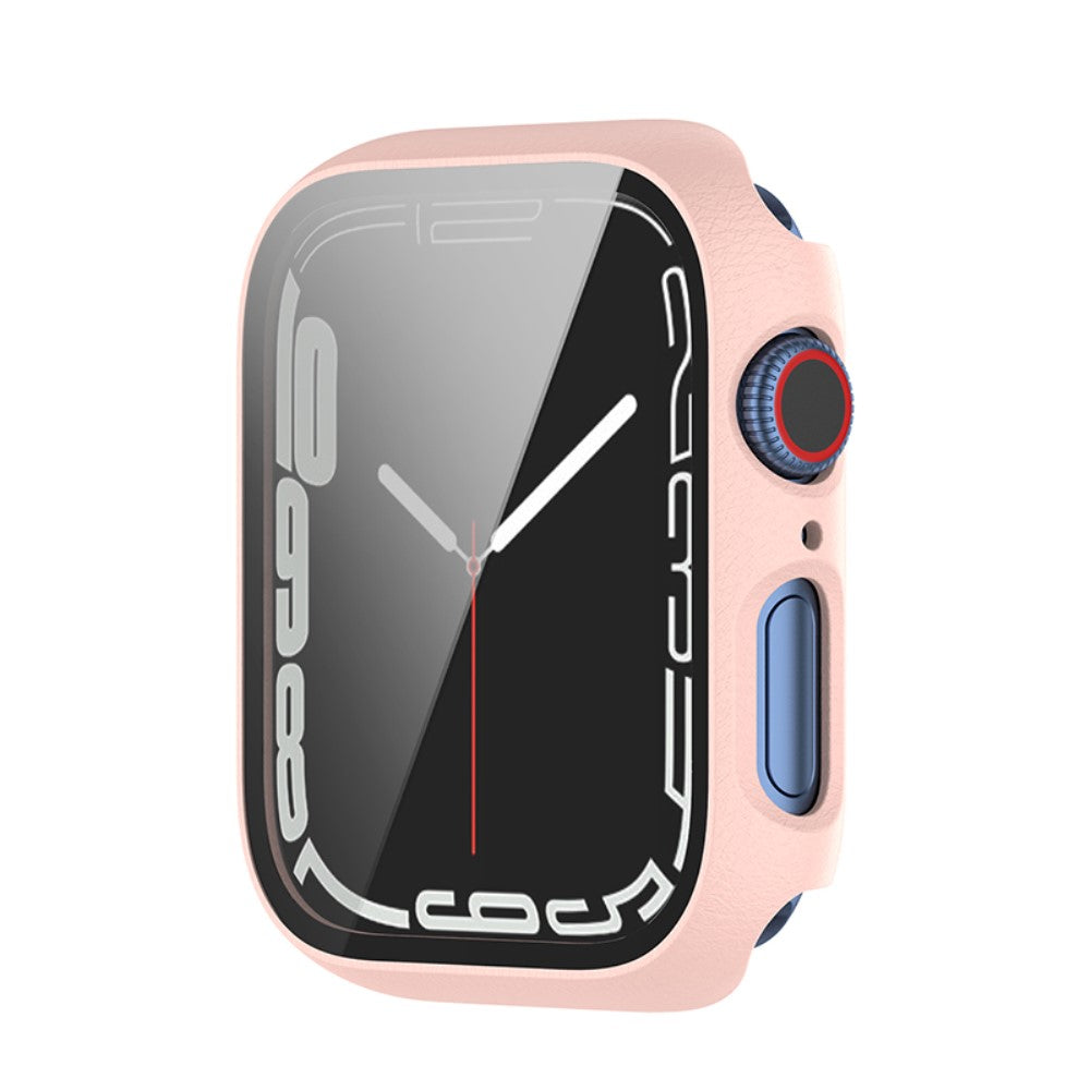 Rigtigt Flot Apple Watch Series 7 41mm Cover med Skærmbeskytter i Plastik og Hærdet Glas - Pink#serie_9