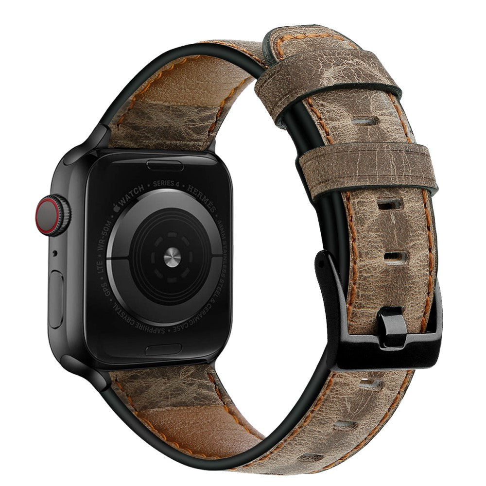 Mega fed Apple Watch Series 7 41mm Ægte læder Rem - Brun#serie_1