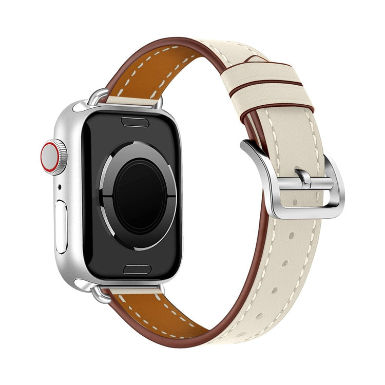 Meget elegant Apple Watch Series 7 41mm Ægte læder Rem - Hvid#serie_7