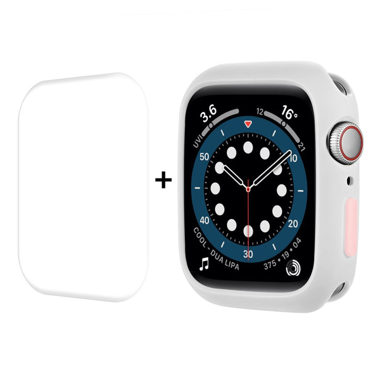 Vildt Fed Apple Watch Series 7 41mm Cover med Skærmbeskytter i Silikone - Hvid#serie_4