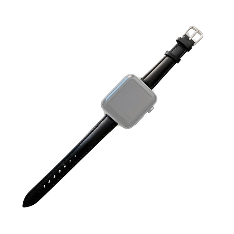 Meget elegant Apple Watch Series 7 41mm Ægte læder Rem - Sort#serie_1