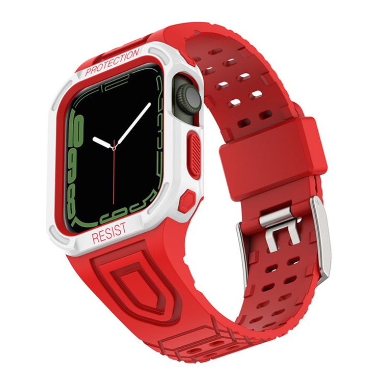 Apple Watch Series 7 41mm Silikone Rem med Cover - Rød#serie_15