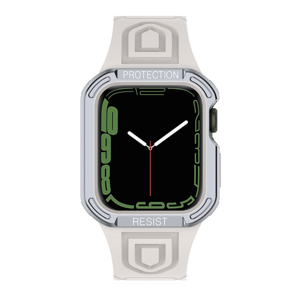 Apple Watch Series 7 41mm Silikone Rem med Cover - Sølv#serie_5