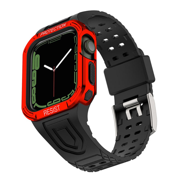 Apple Watch Series 7 41mm Silikone Rem med Cover - Rød#serie_6