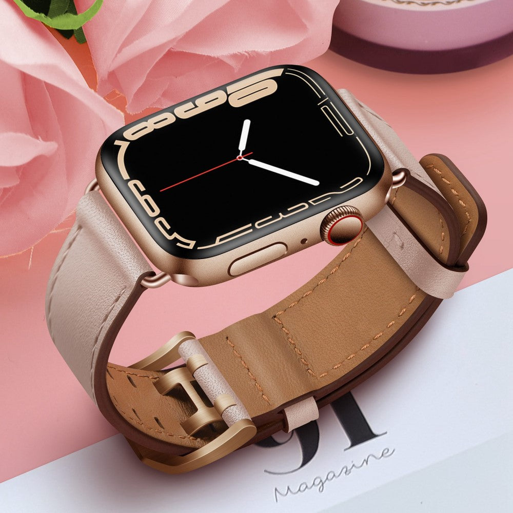 Helt vildt kønt Apple Watch Series 7 41mm Ægte læder Urrem - Pink#serie_4