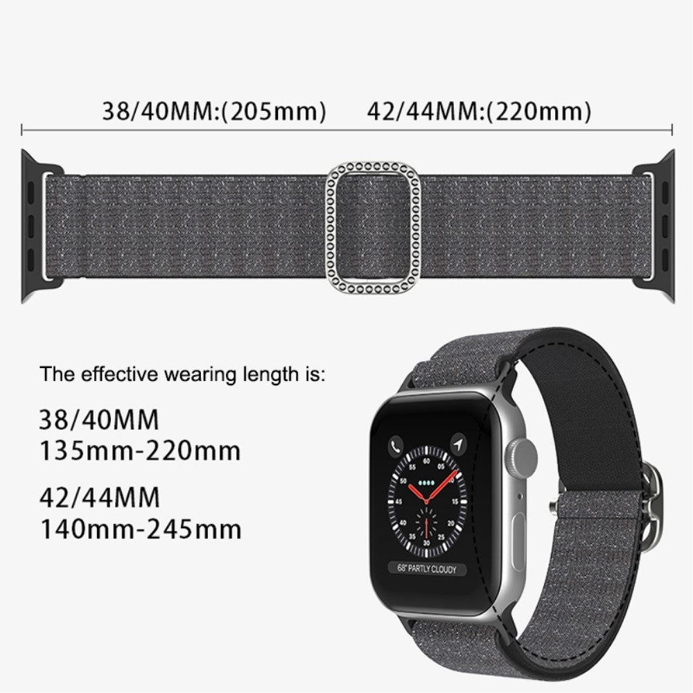 Meget holdbart Apple Watch Series 7 41mm Stof Urrem - Sort#serie_4