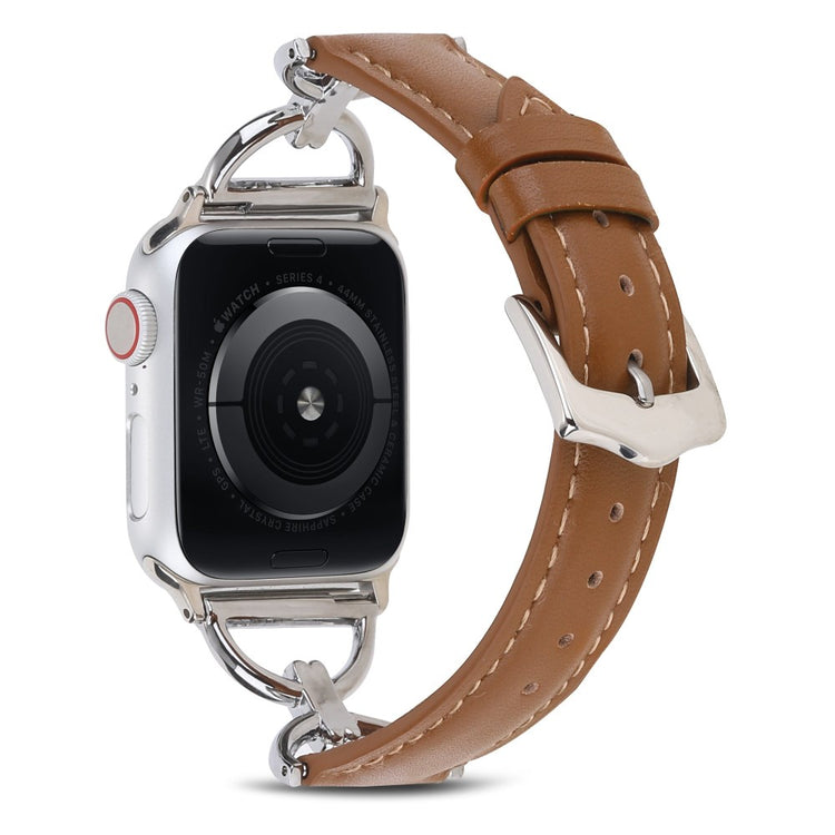Mega godt Apple Watch Series 7 41mm Ægte læder Rem - Brun#serie_5