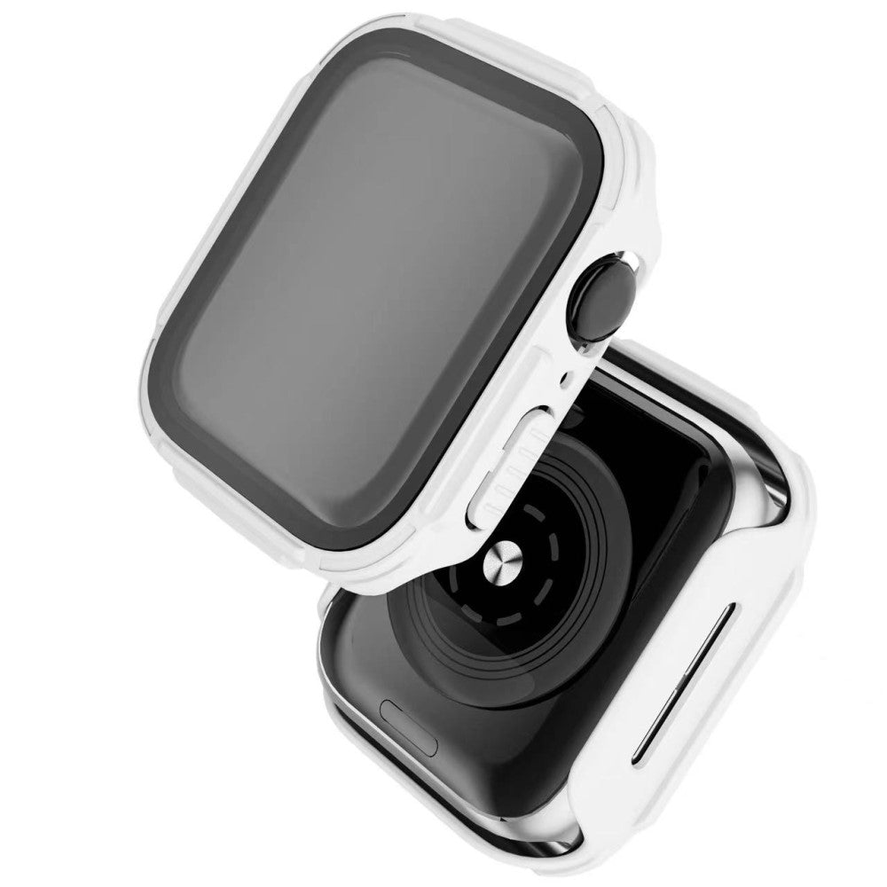 Vildt Flot Apple Watch Series 7 41mm Cover med Skærmbeskytter i Plastik og Hærdet Glas - Hvid#serie_2