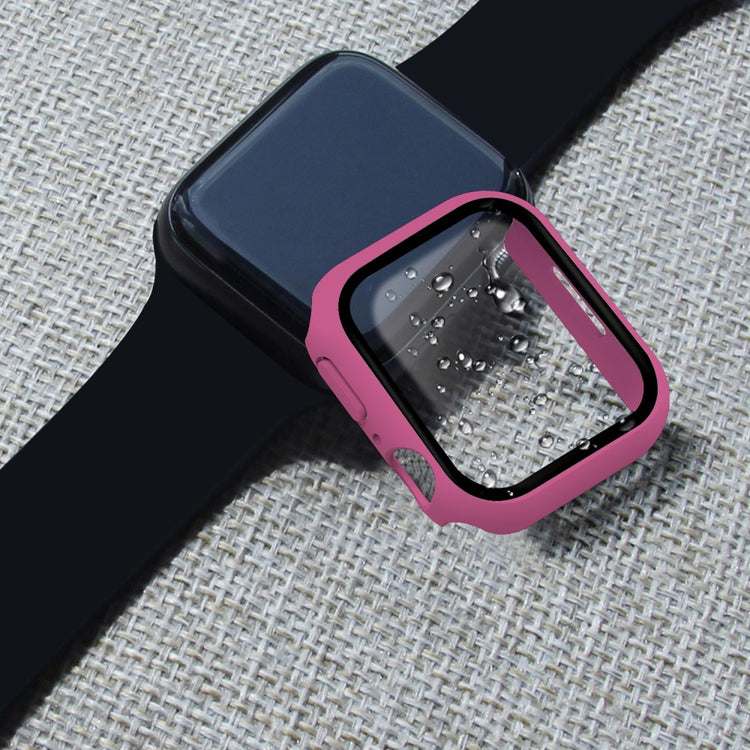 Vildt Godt Apple Watch Series 7 45mm Cover med Skærmbeskytter i Plastik og Hærdet Glas - Pink#serie_13