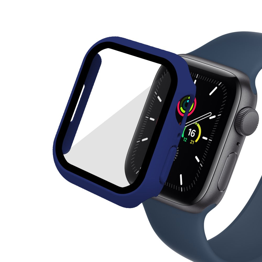 Vildt Godt Apple Watch Series 7 45mm Cover med Skærmbeskytter i Plastik og Hærdet Glas - Blå#serie_16