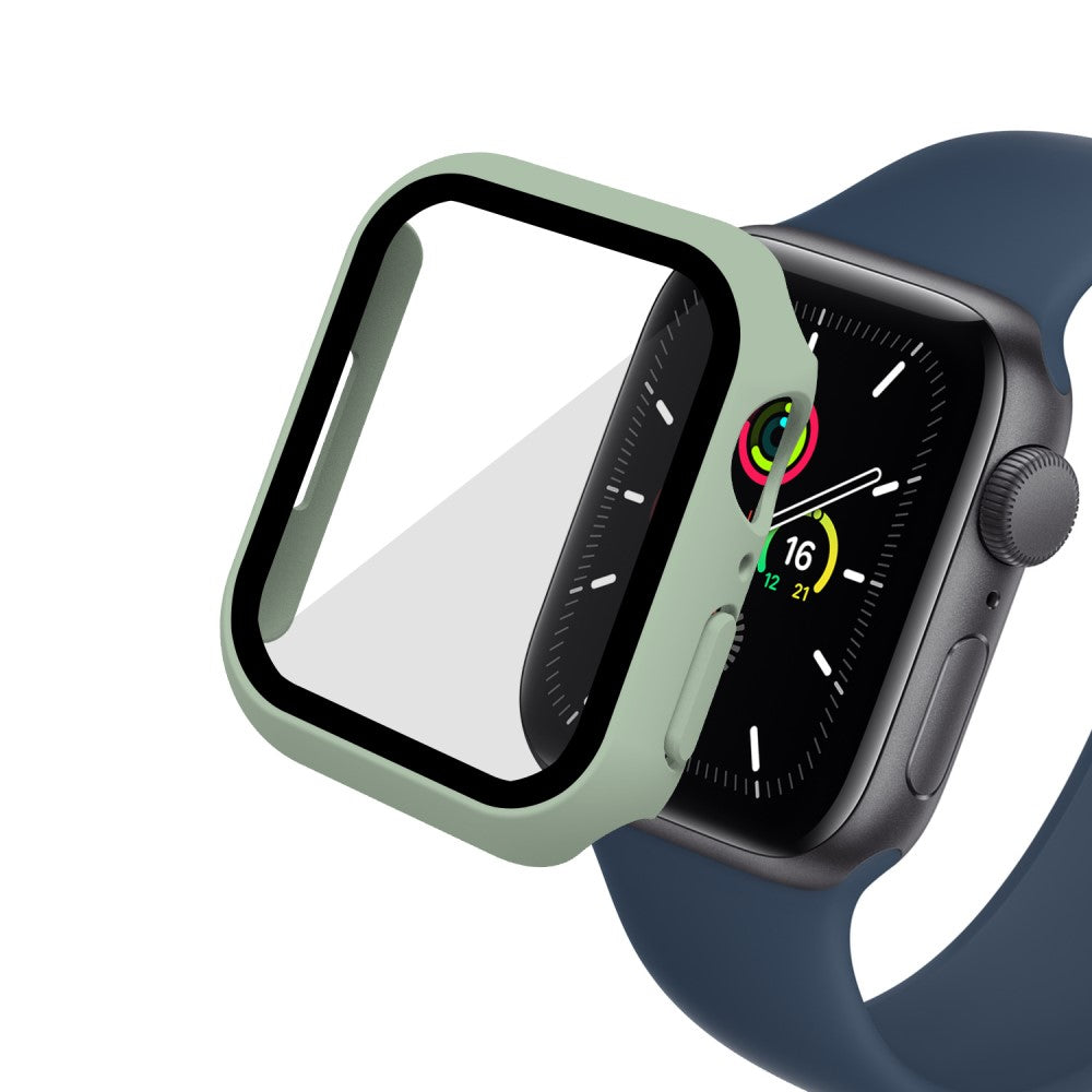 Vildt Godt Apple Watch Series 7 45mm Cover med Skærmbeskytter i Plastik og Hærdet Glas - Grøn#serie_4