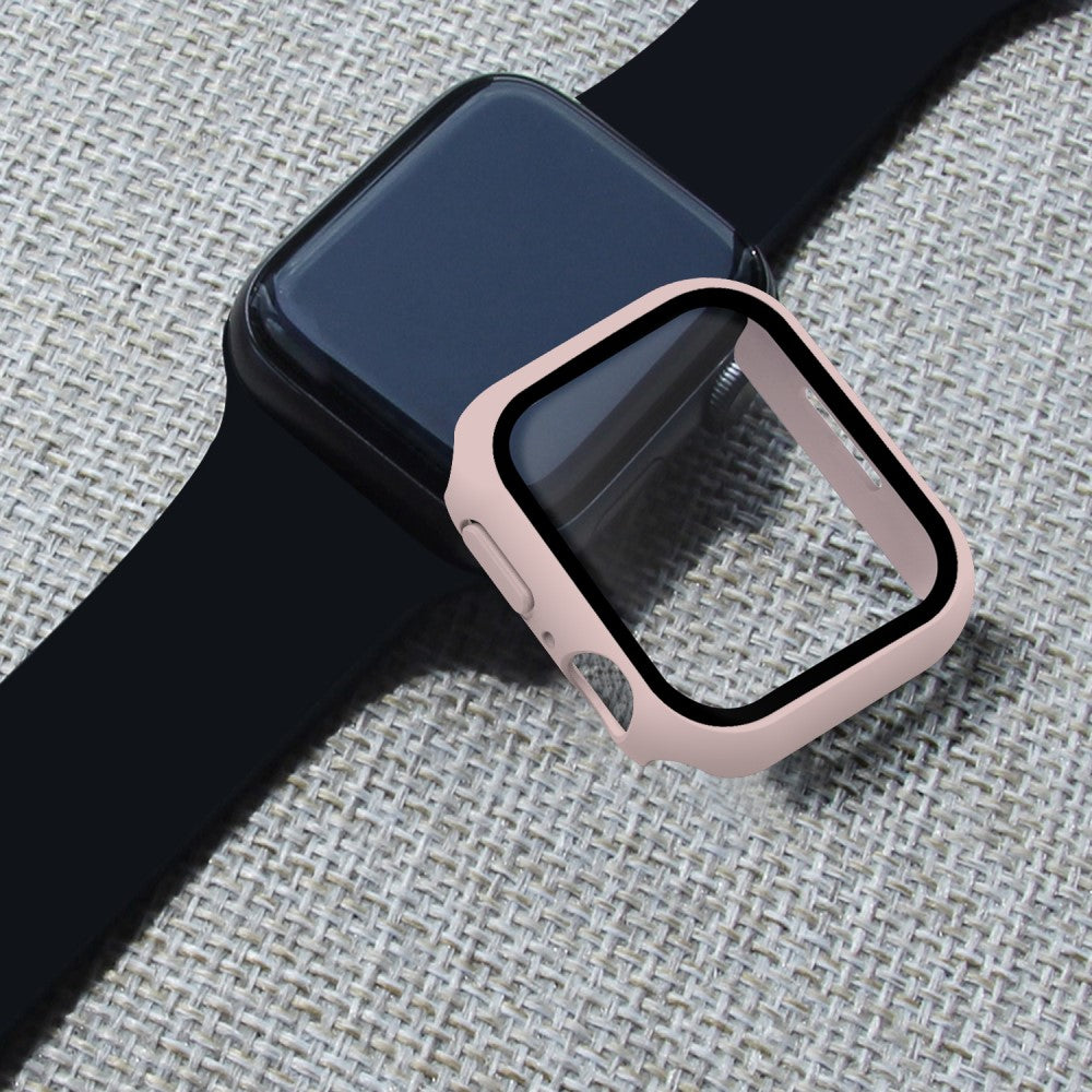 Vildt Godt Apple Watch Series 7 45mm Cover med Skærmbeskytter i Plastik og Hærdet Glas - Pink#serie_6