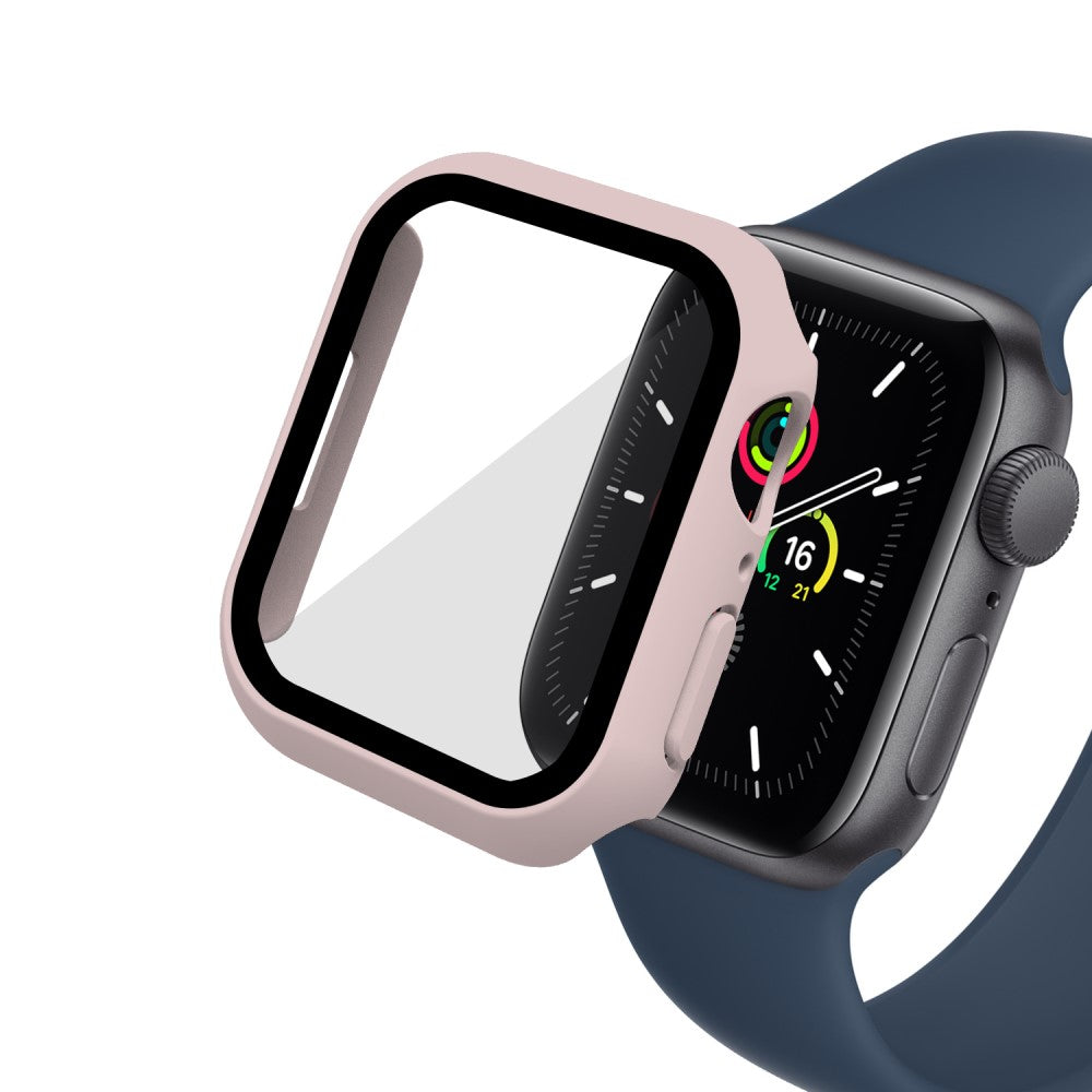 Vildt Godt Apple Watch Series 7 45mm Cover med Skærmbeskytter i Plastik og Hærdet Glas - Pink#serie_6