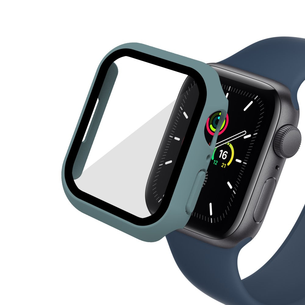 Vildt Godt Apple Watch Series 7 45mm Cover med Skærmbeskytter i Plastik og Hærdet Glas - Grøn#serie_7