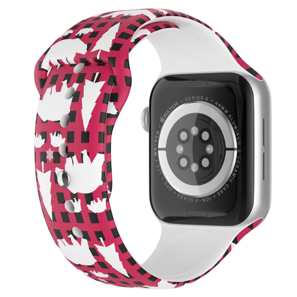 Helt vildt smuk Apple Watch Series 7 45mm Silikone Rem - Størrelse: L - Rød#serie_3