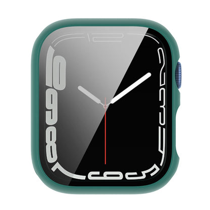 Beskyttende Apple Watch Series 7 45mm Cover med Skærmbeskytter i Plastik og Hærdet Glas - Grøn#serie_8