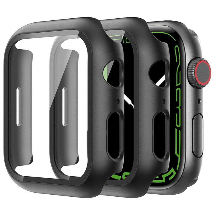 Rigtigt Godt Apple Watch Series 7 45mm Cover med Skærmbeskytter i Plastik og Hærdet Glas - Gennemsigtig#serie_1