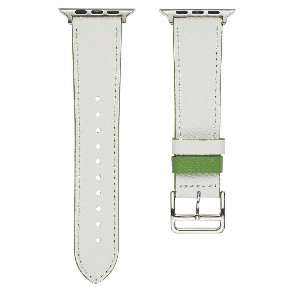 Meget pænt Apple Watch Series 7 45mm Ægte læder Rem - Hvid#serie_2