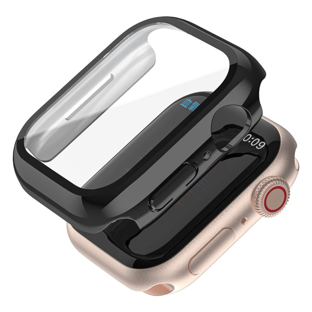 Fint Apple Watch Series 7 45mm Cover med Skærmbeskytter i Plastik og Hærdet Glas - Sort#serie_1