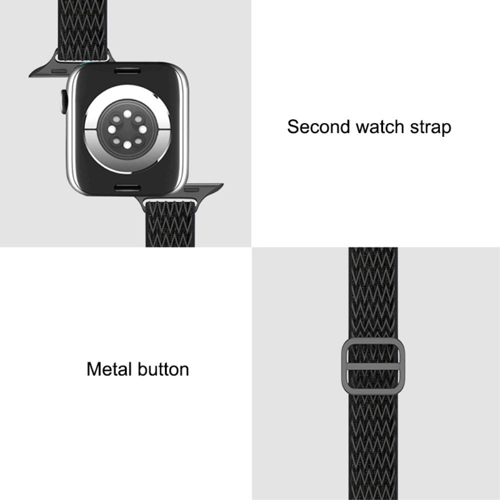Rigtigt skøn Apple Watch Series 7 45mm Stof Urrem - Sort#serie_1
