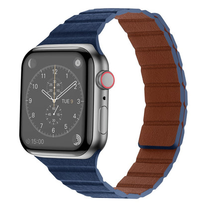 Pænt Universal Apple Ægte læder Urrem - Blå#serie_10
