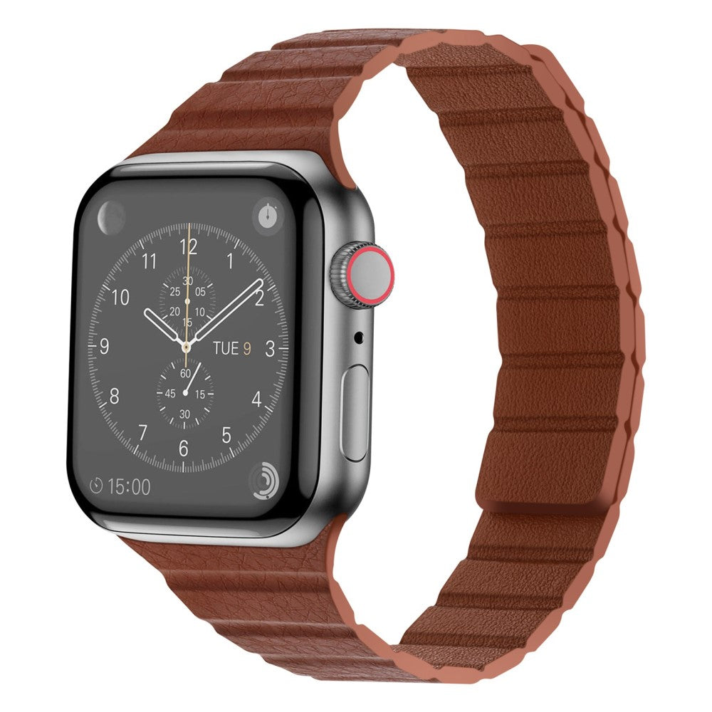 Pænt Universal Apple Ægte læder Urrem - Brun#serie_5