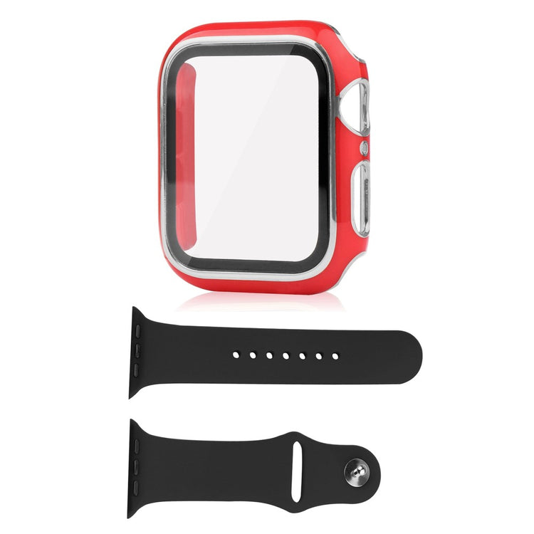 Apple Watch Ultra Plastik Cover med Cover og Hærdet Glas - Rød#serie_8