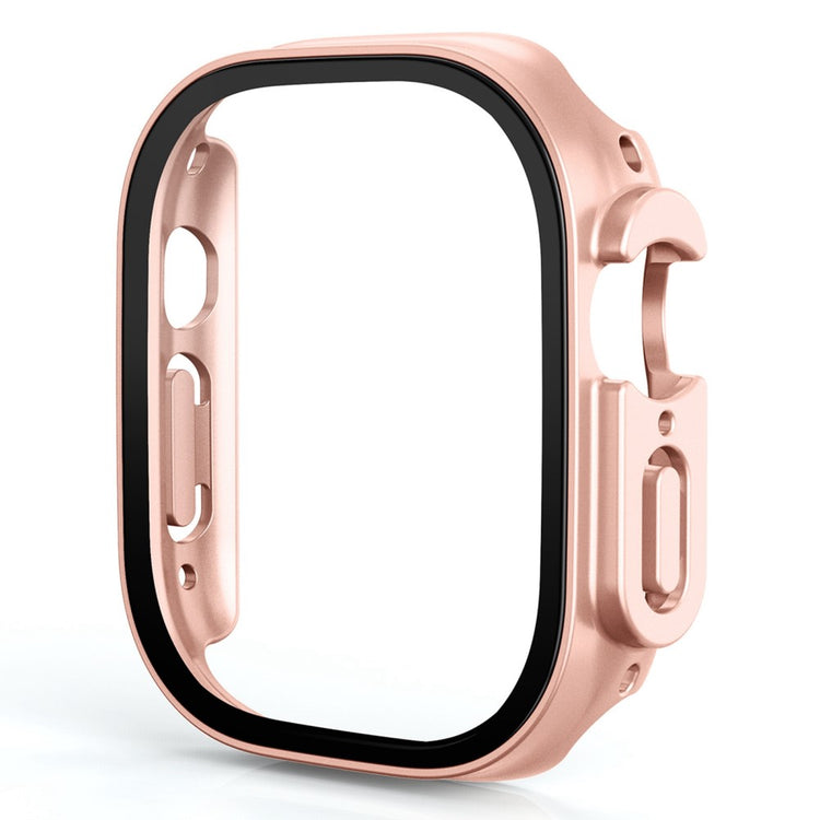 Beskyttende Apple Watch Ultra Cover med Skærmbeskytter i Plastik og Hærdet Glas - Pink#serie_16