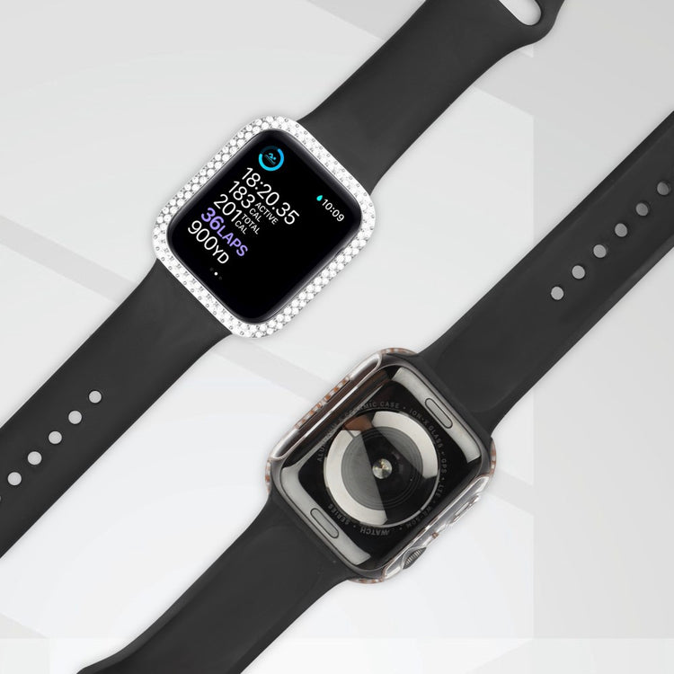 Godt Apple Watch Series 8 (41mm) / Apple Watch Series 7 41mm Cover med Skærmbeskytter i Plastik, Rhinsten og Hærdet Glas - Gennemsigtig#serie_3