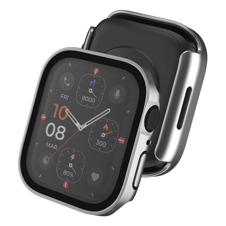 Mega Flot Apple Watch Series 8 (41mm) / Apple Watch Series 7 41mm Cover med Skærmbeskytter i Plastik og Hærdet Glas - Sølv#serie_10