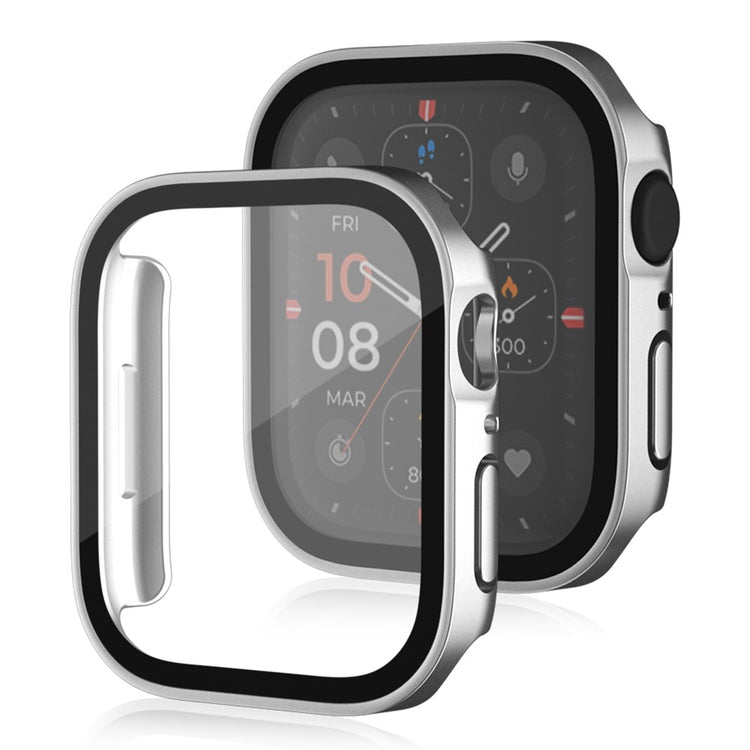 Mega Flot Apple Watch Series 8 (41mm) / Apple Watch Series 7 41mm Cover med Skærmbeskytter i Plastik og Hærdet Glas - Sølv#serie_10