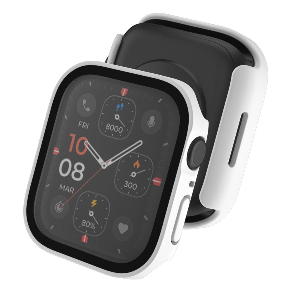 Mega Flot Apple Watch Series 8 (41mm) / Apple Watch Series 7 41mm Cover med Skærmbeskytter i Plastik og Hærdet Glas - Hvid#serie_2