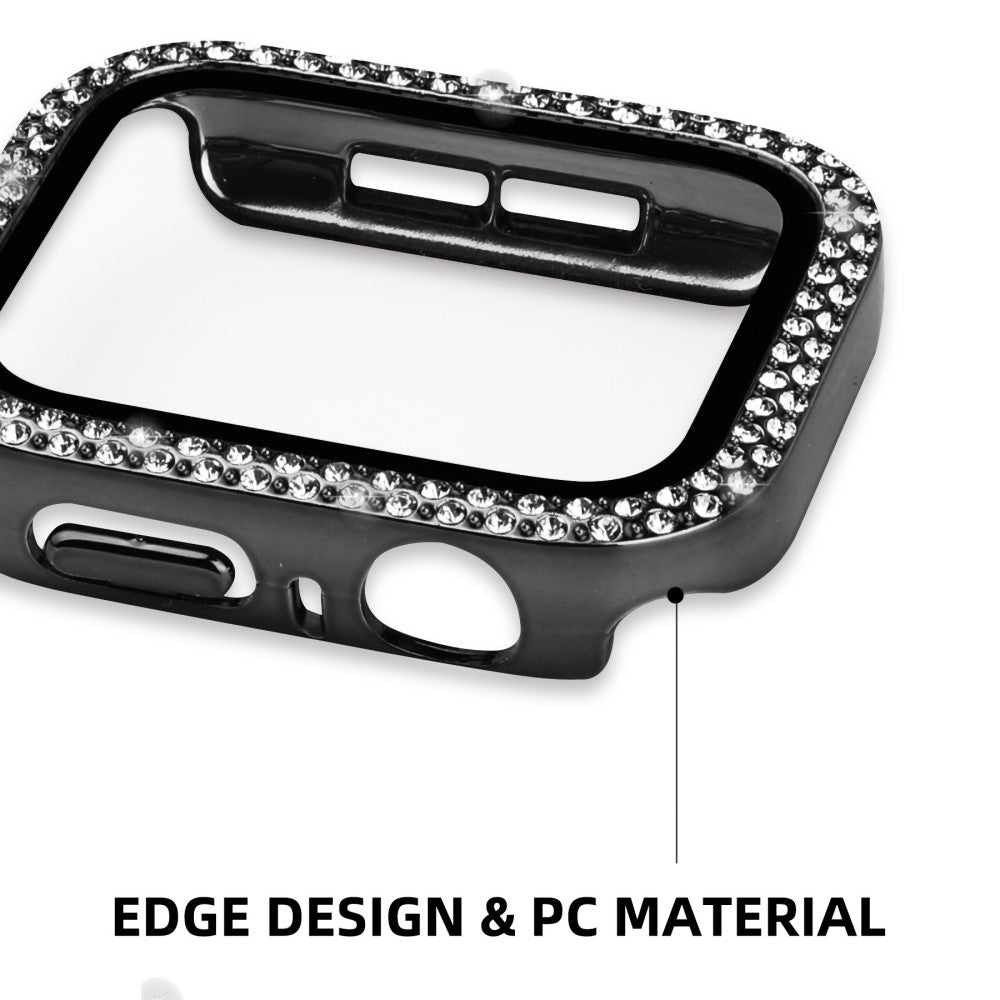 Mega Fint Universal Apple Cover med Skærmbeskytter i Plastik, Rhinsten og Hærdet Glas - Sort#serie_1