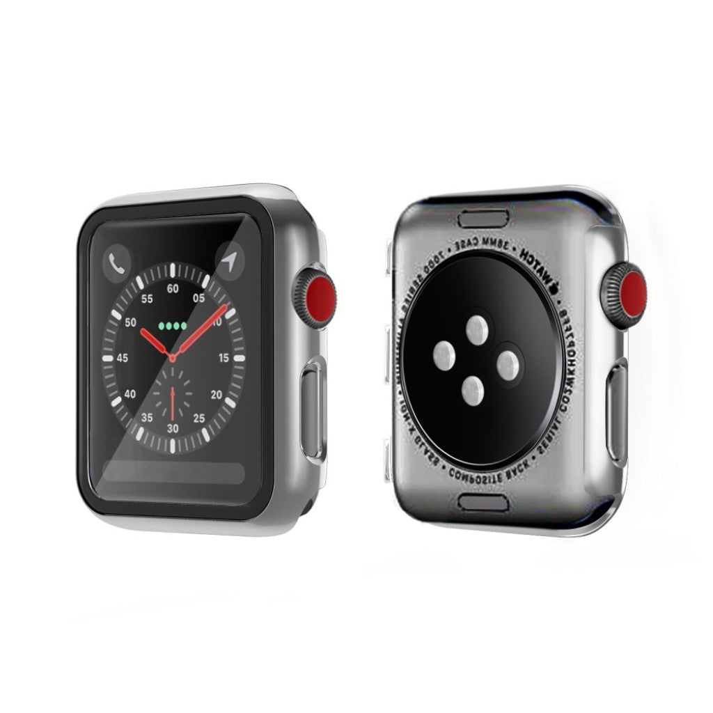 Alle Tiders Apple Watch Series 1-3 42mm Cover med Skærmbeskytter i Hærdet Glas - Sølv#serie_4