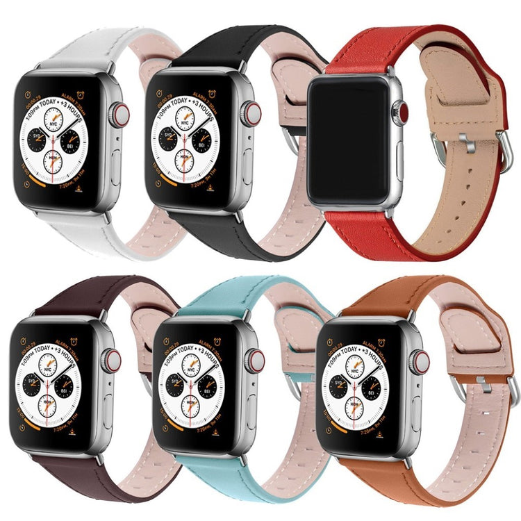 Mega slidstærk Apple Watch Series 1-3 42mm Ægte læder Rem - Sort#serie_1