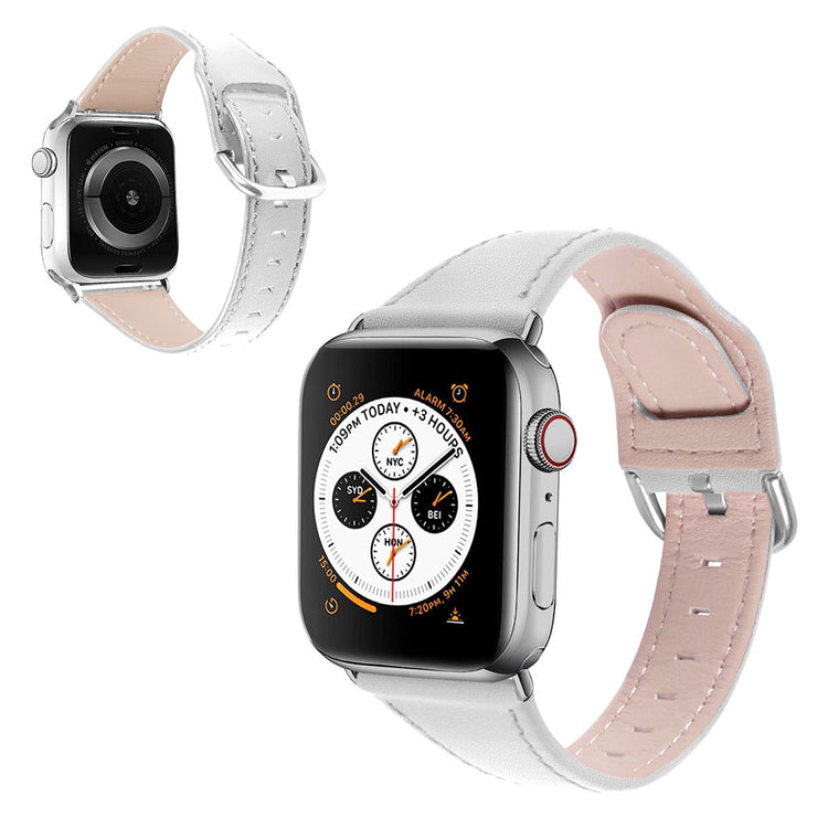 Mega slidstærk Apple Watch Series 1-3 42mm Ægte læder Rem - Hvid#serie_2