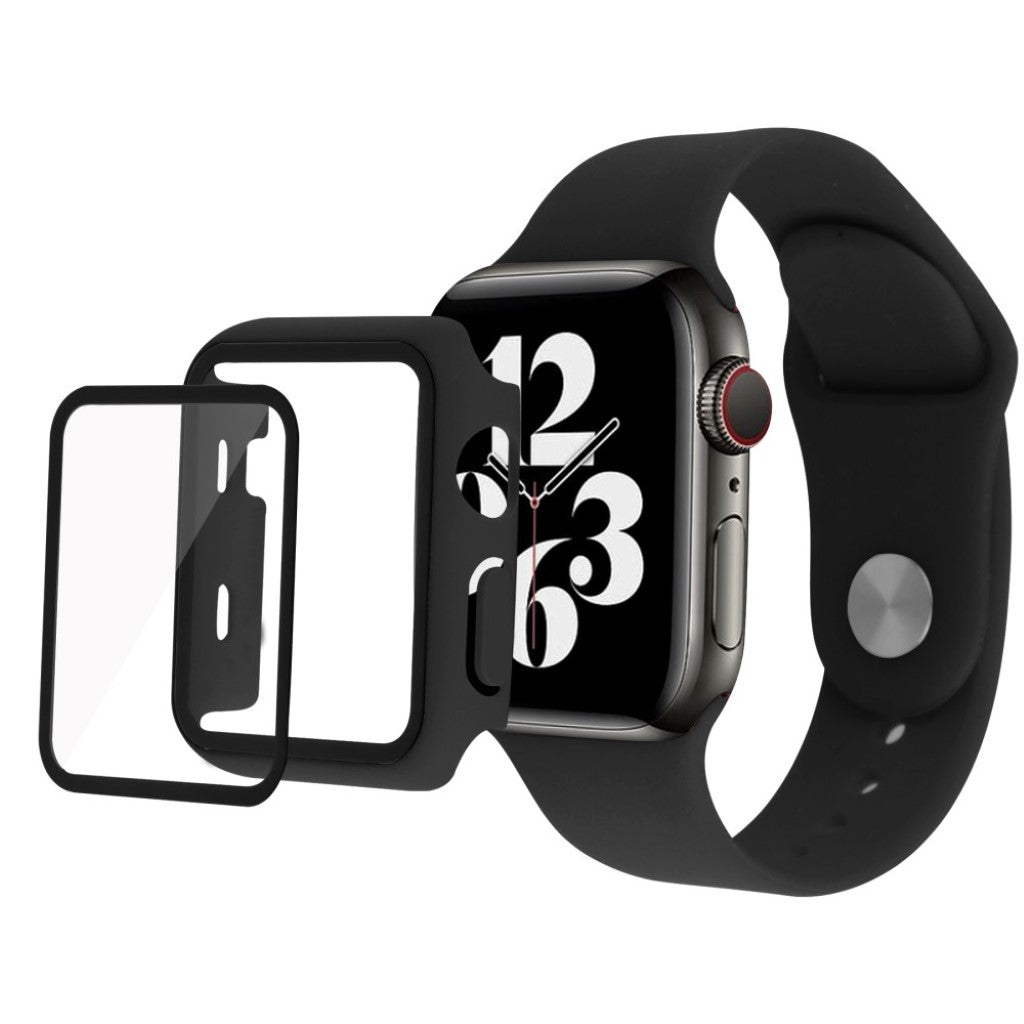 Vildt cool Apple Watch Series 1-3 42mm Silikone og Glas Rem - Sort#serie_1