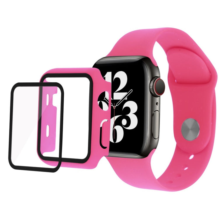 Vildt cool Apple Watch Series 1-3 42mm Silikone og Glas Rem - Pink#serie_4